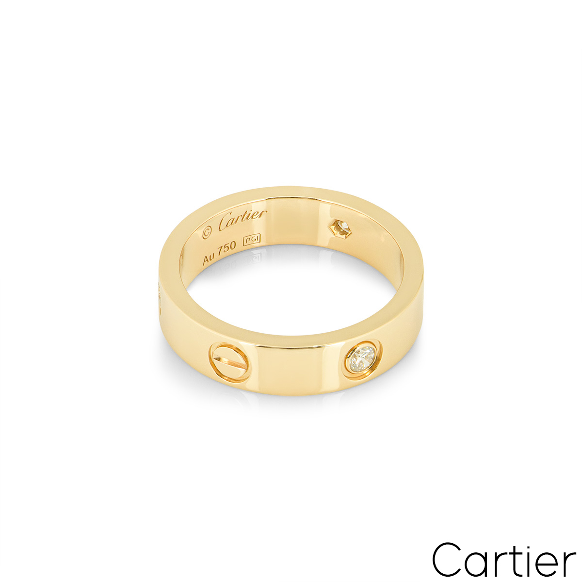 Cartier Yellow Gold Half Diamond Love Ring Size 51 B4032400